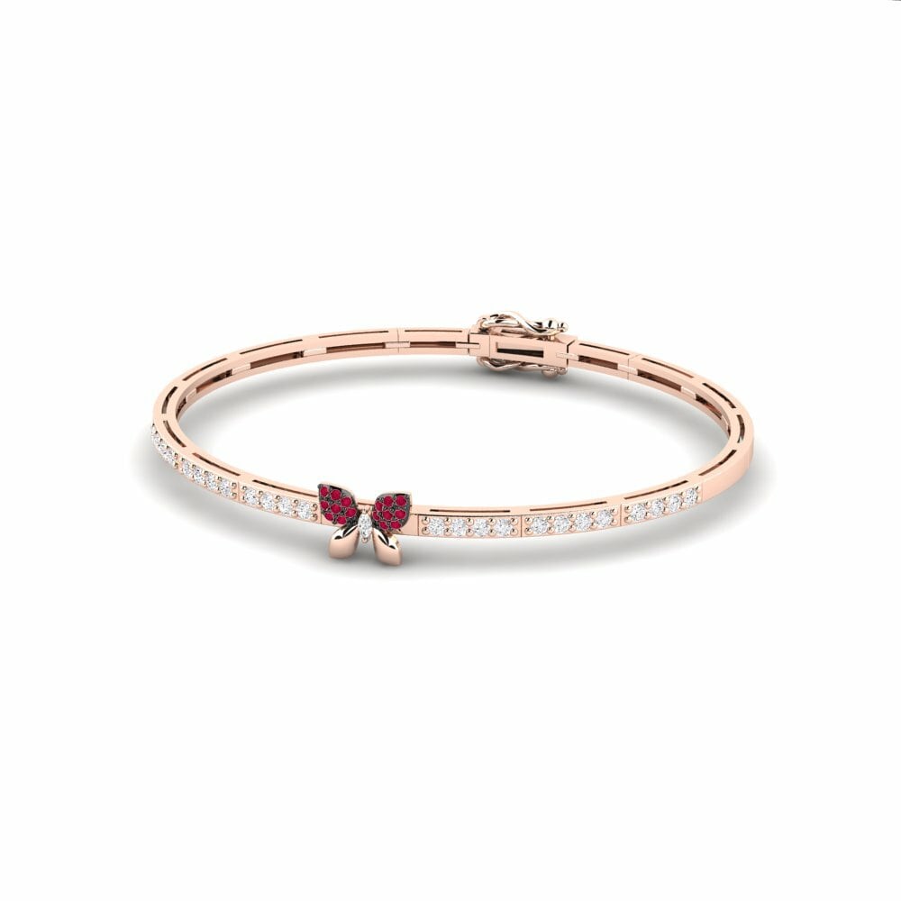 Tennis 14k Rose Gold cu Rhodium Negru Rubin Rotundă 0.128 Caratul Women's Bracelet Piroska