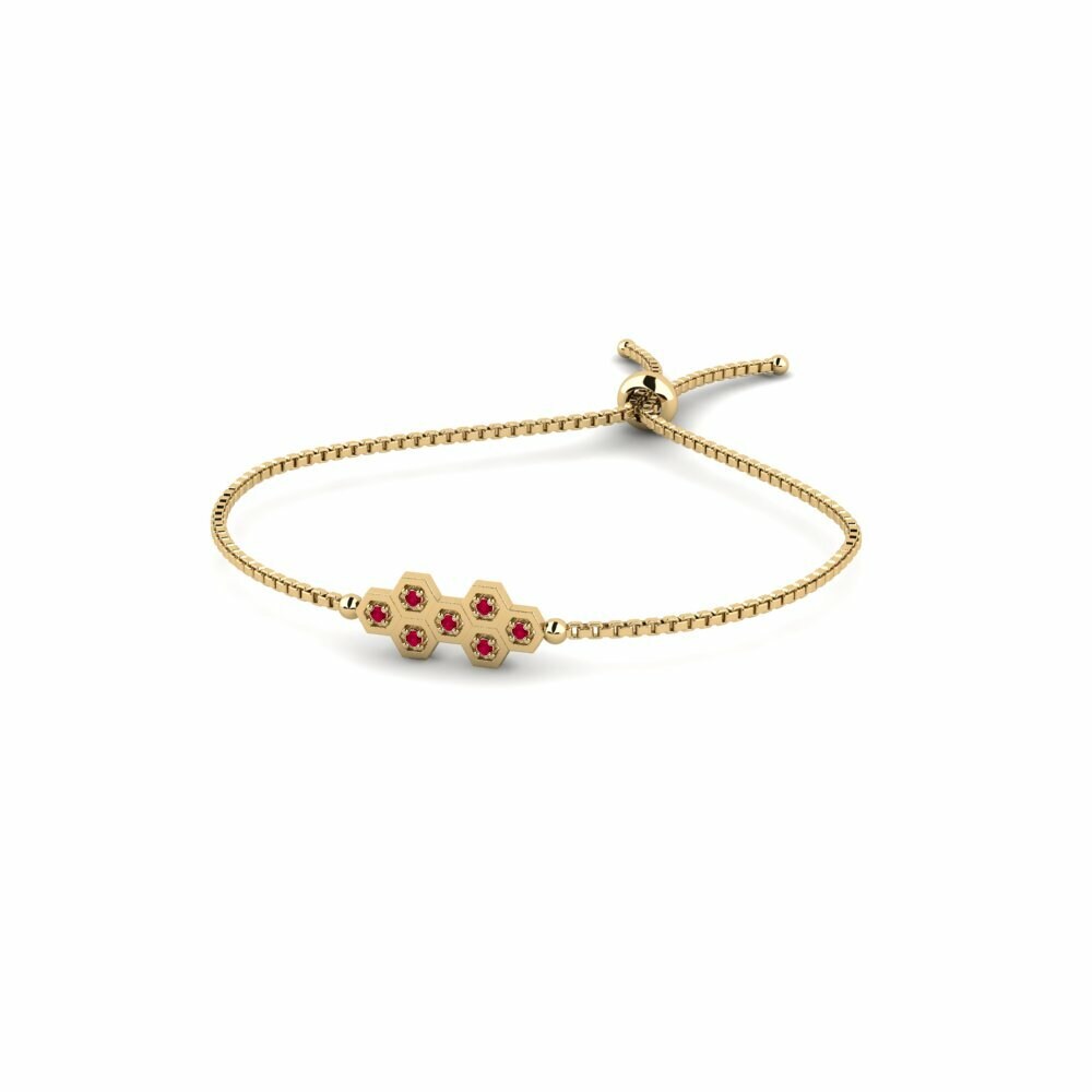 圓形 0.084 重量（克拉） 博洛 紅寶石 14k 黃色K金 Women's Bracelet Prytaneiou