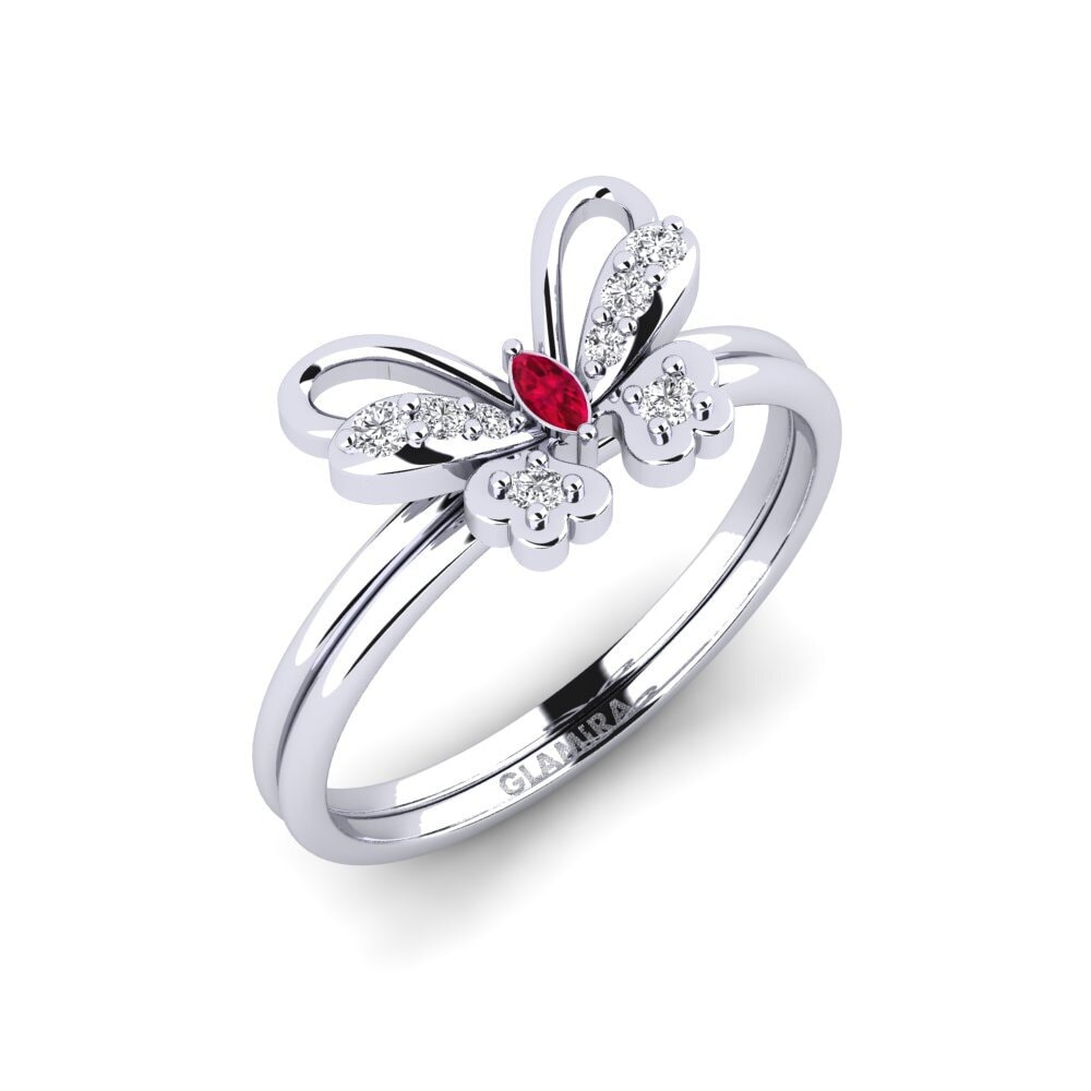 White Silver Ruby Ring Sinelle
