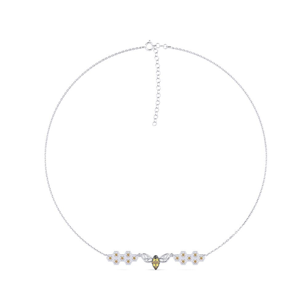 950 Platinum Yellow Sapphire Women's Necklace Tripodoplaka