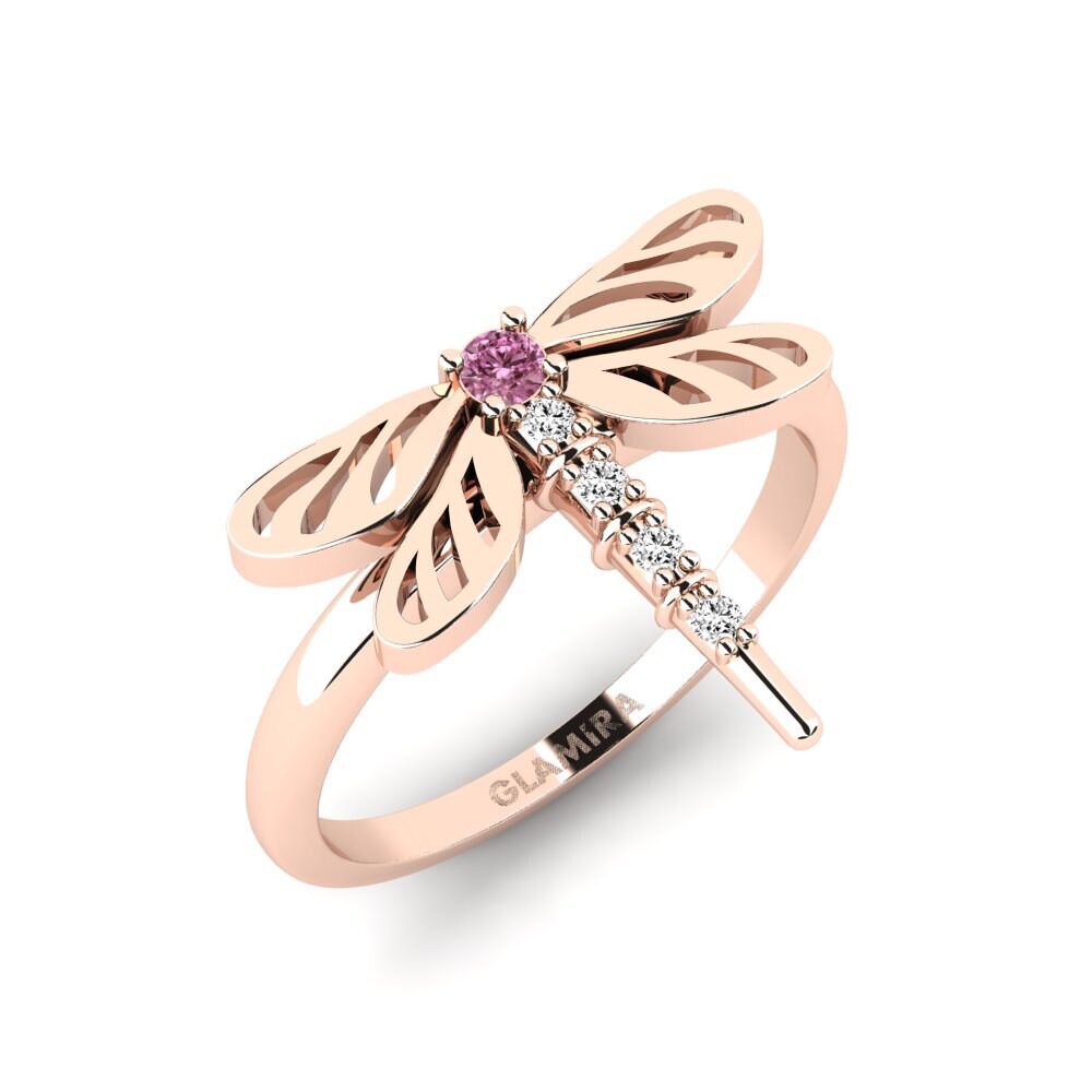 14k Rose Gold Round Rhodolite Garnet Pinky Ring Vatukoula