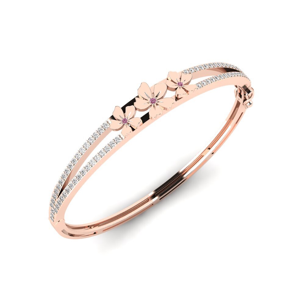 14k Rose Gold Round Rhodolite Garnet Women's Bangle Villafranca