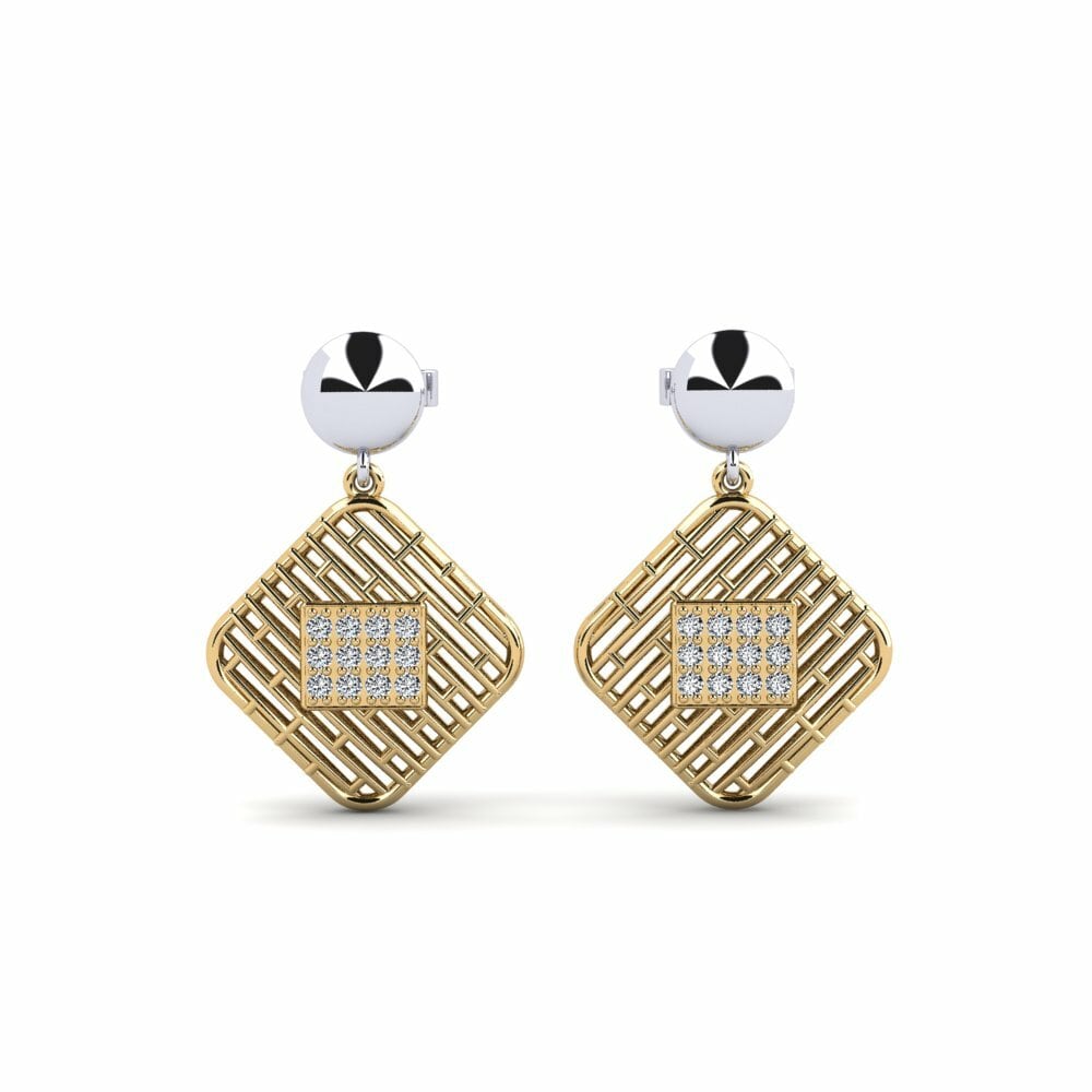 14k Oro Amarillo & Blanco Pendiente de mujer Eengiop