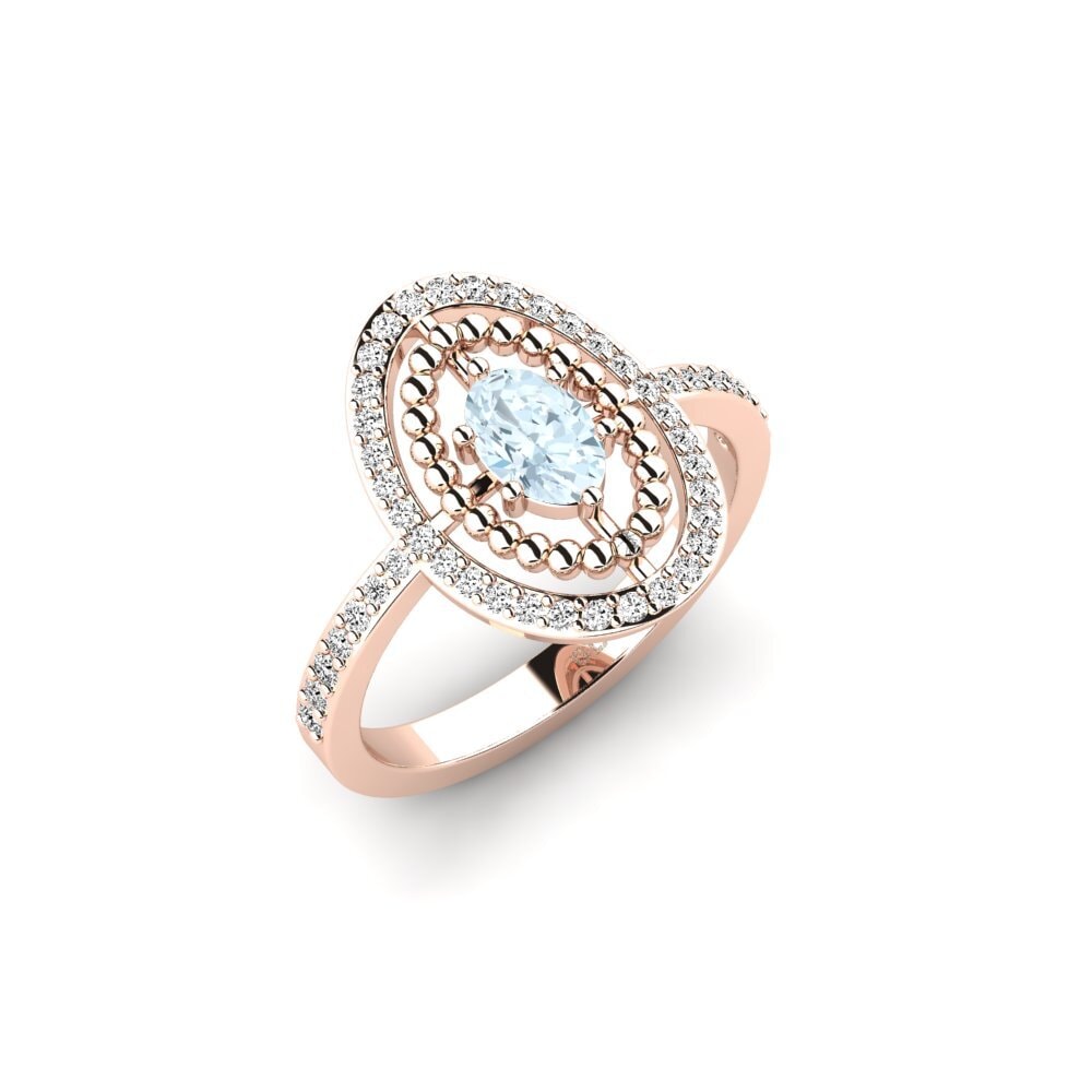 18k Oro Rosa Aguamarina Anillo Buigny
