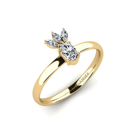 Ring Cagiesine 585 Yellow Gold & Swarovski Crystal