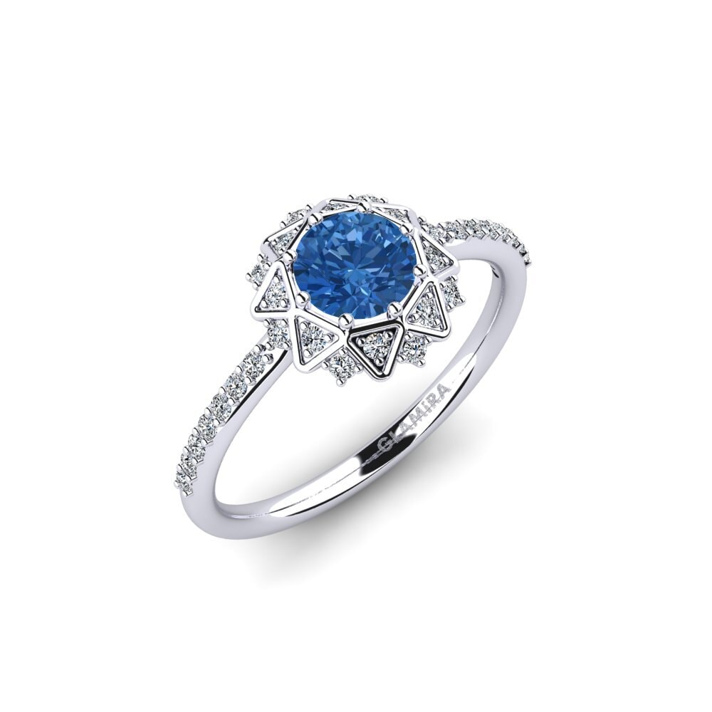 925 Zilver Donker Blauwe Zirkoon Verlovingsring Ciph