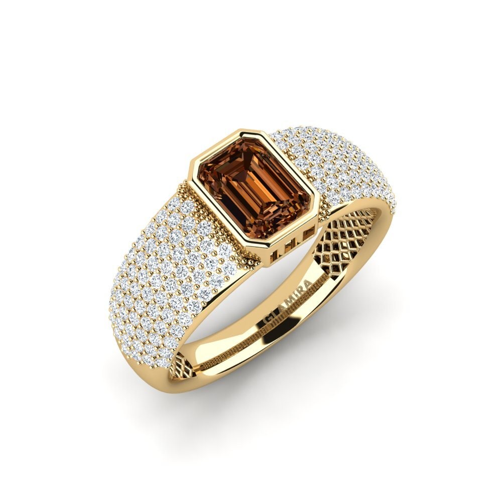 Emerald Cut Brown Diamond Engagement Ring Cordeliere