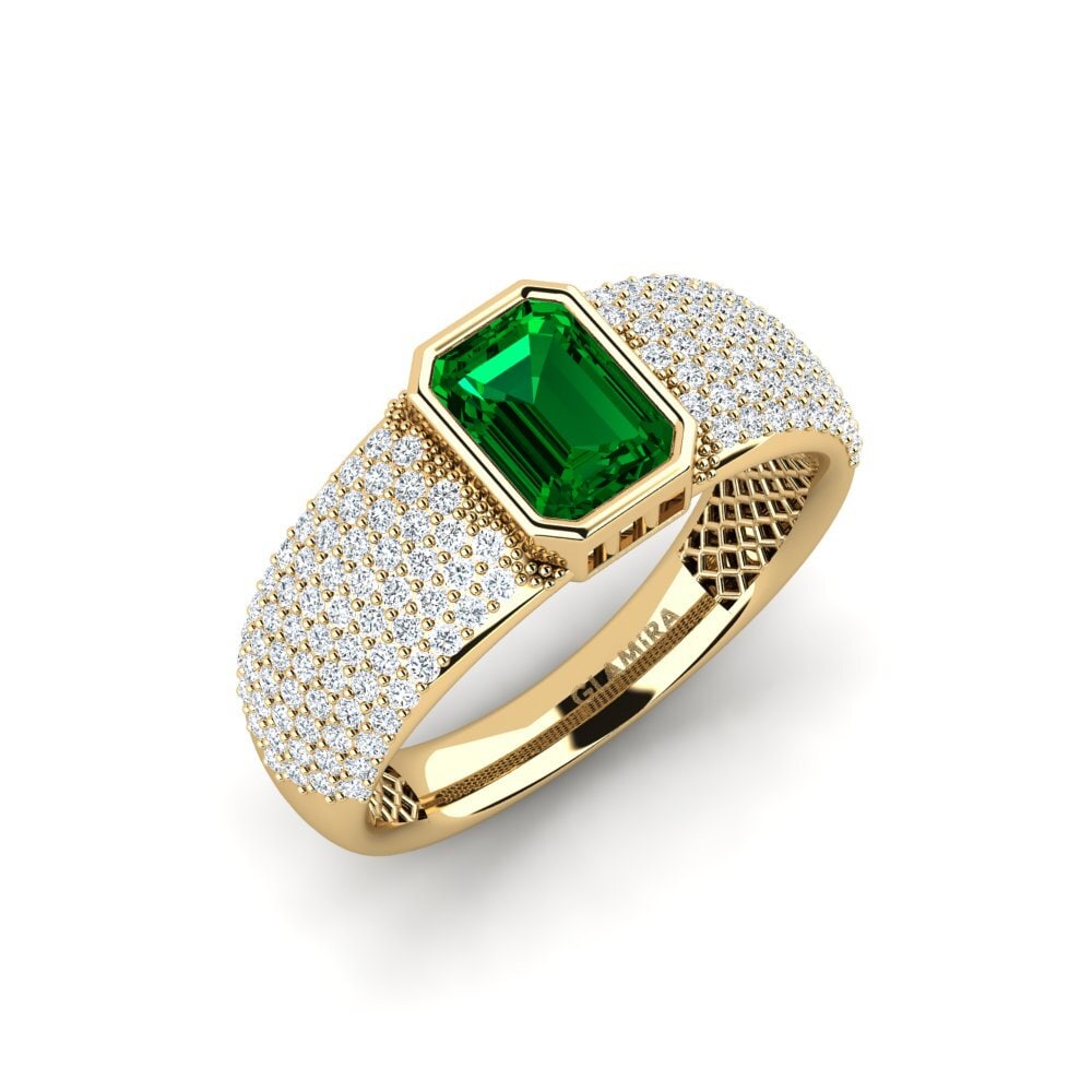 Emerald Cut Green Zirconia Engagement Ring Cordeliere