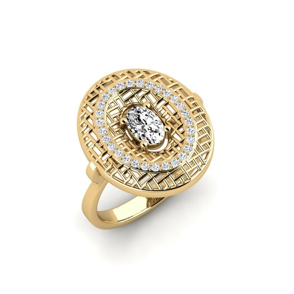 Ring Cund 585 Yellow Gold & Moissanite & Swarovski Crystal