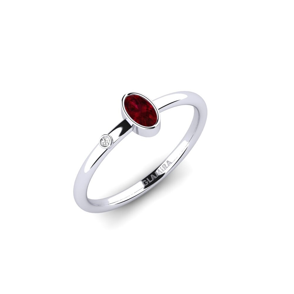 Bague De Fiançailles/mariage En Argent 925 Avec Rubis Ovale Naturel - Taille 8 - Style Vintage Art Nouveau