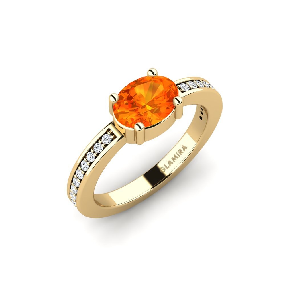Oval Orange Sapphire Engagement Ring Elois