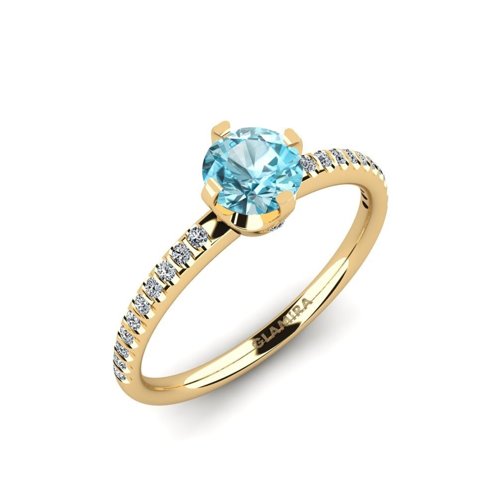 Blue Zircon Engagement Ring Entinni