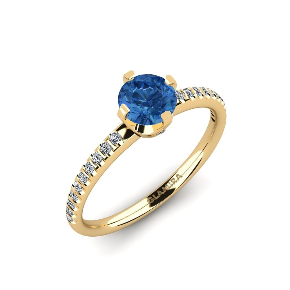 Dark Blue Zirconia Engagement Ring Entinni