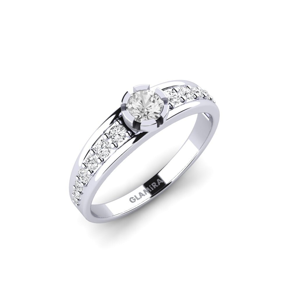 9ct White Gold White sapphire Engagement Ring Faque