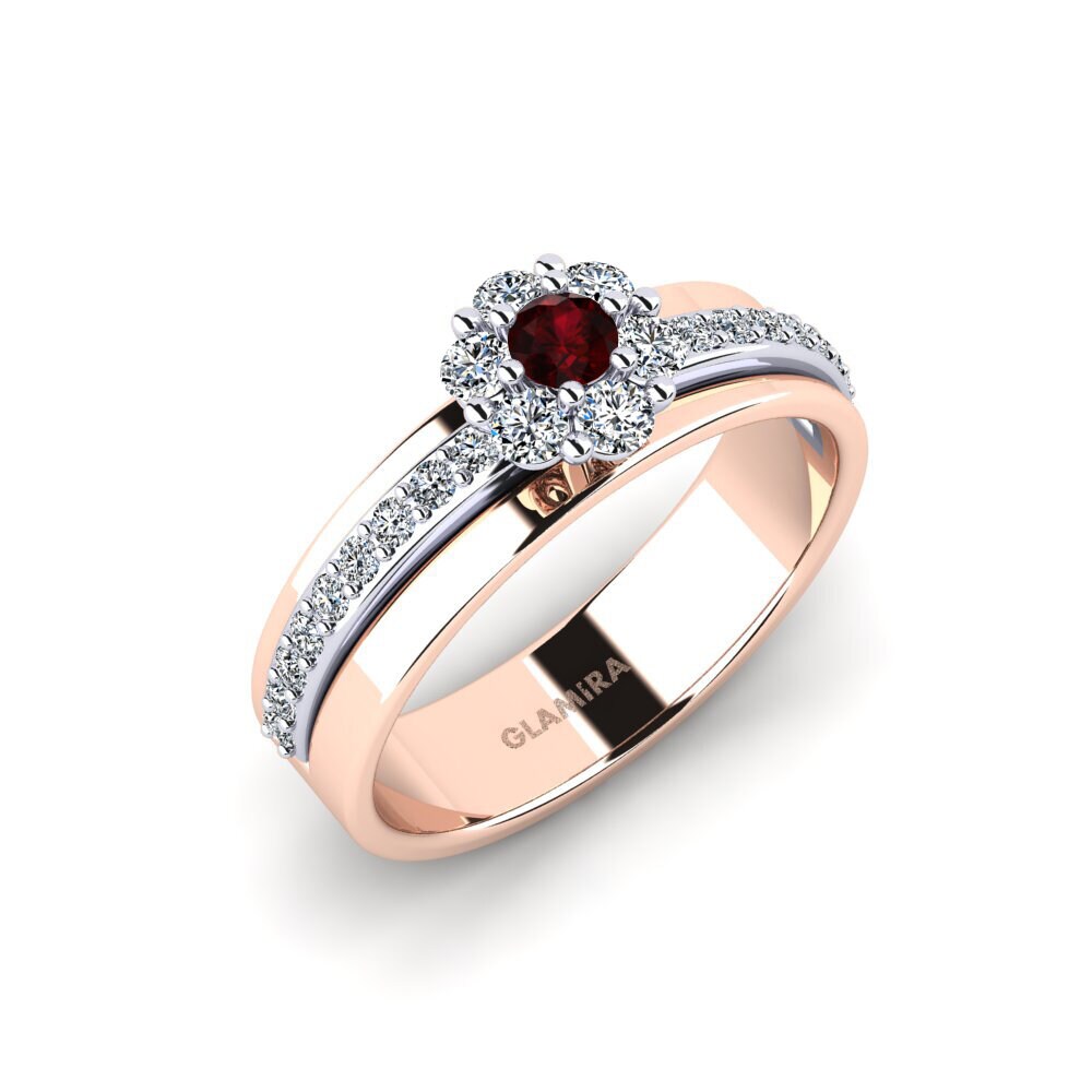 Or Rose& Blanc 18k Grenat Bague Fecko