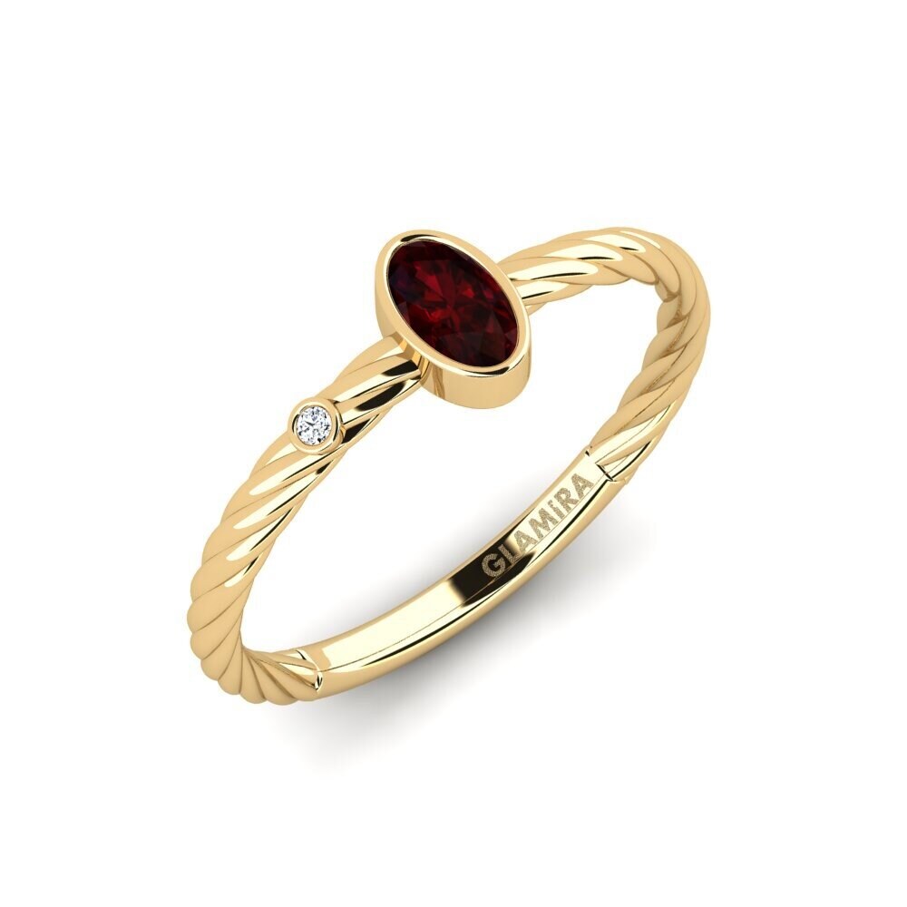 14ct Yellow Gold Garnet Engagement Ring Gnolbol