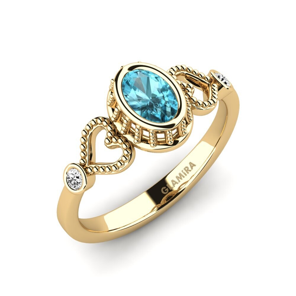 Blue Zircon Engagement Ring Jovven