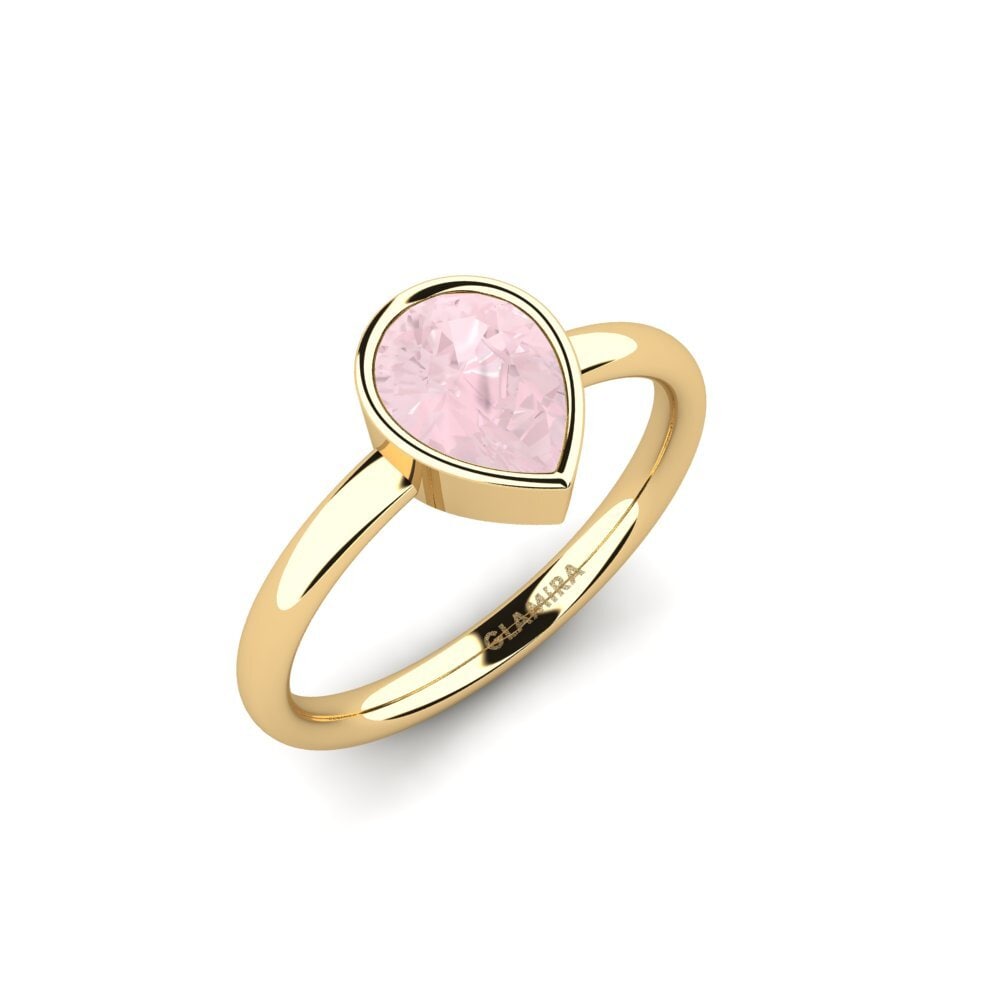 Pera Cuarzo rosa Anillo de compromiso Kazop