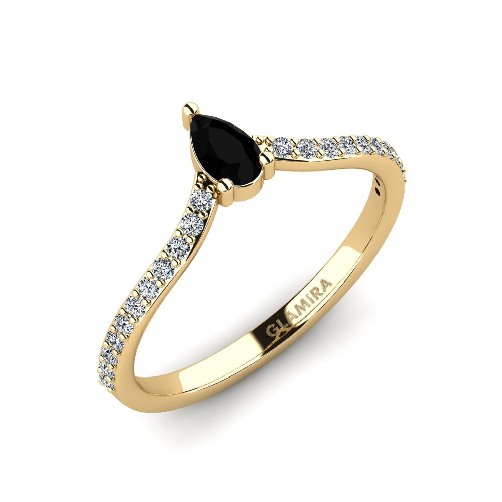 Pear Black Sapphire Engagement Ring Merint