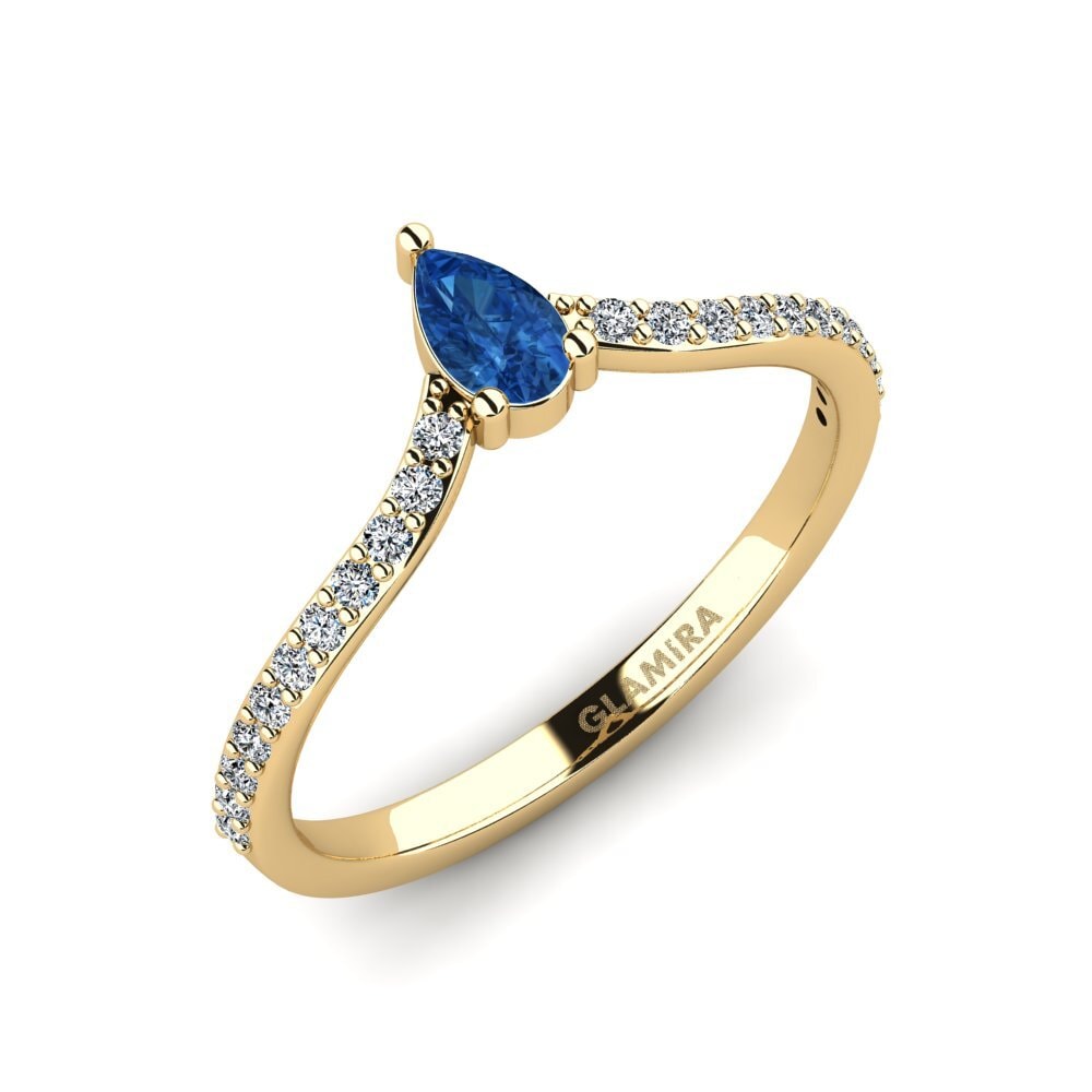 Dark Blue Zirconia Engagement Ring Merint
