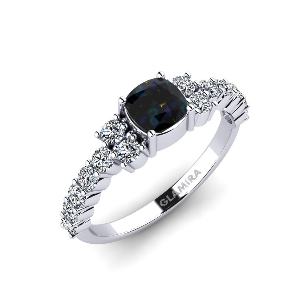 14k White Gold Black Opal Engagement Ring Myxorn