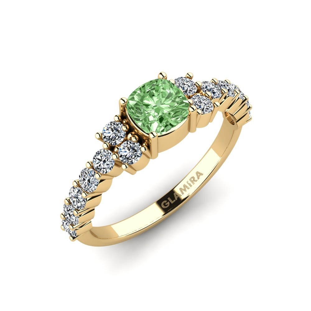 Cushion Green Diamond Engagement Ring Myxorn