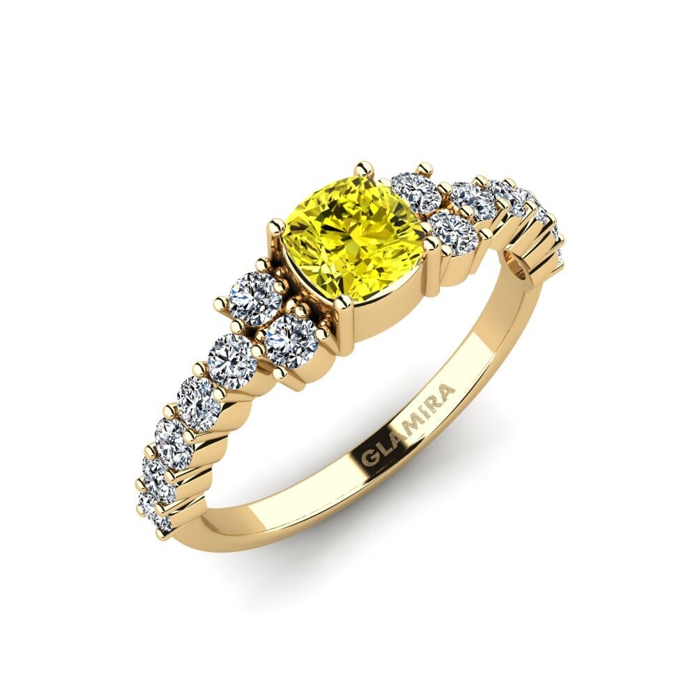 Cushion Yellow Diamond Engagement Ring Myxorn