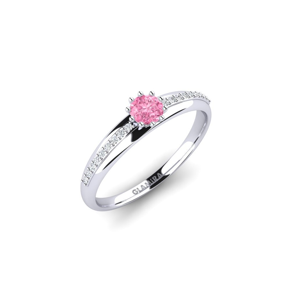 Platino 950 Zafiro Rosado Anillo de compromiso Shaed