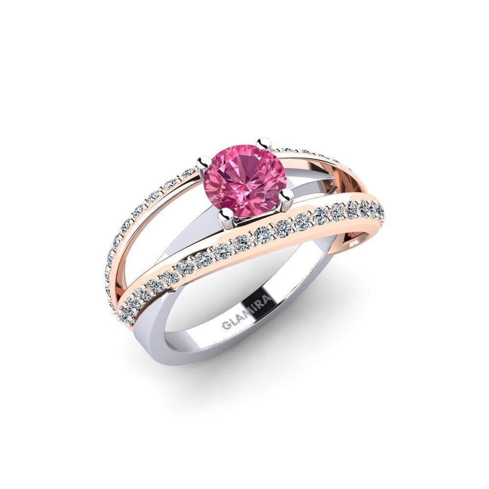 14ct White & Rose Gold Pink Tourmaline Engagement Ring Yarest