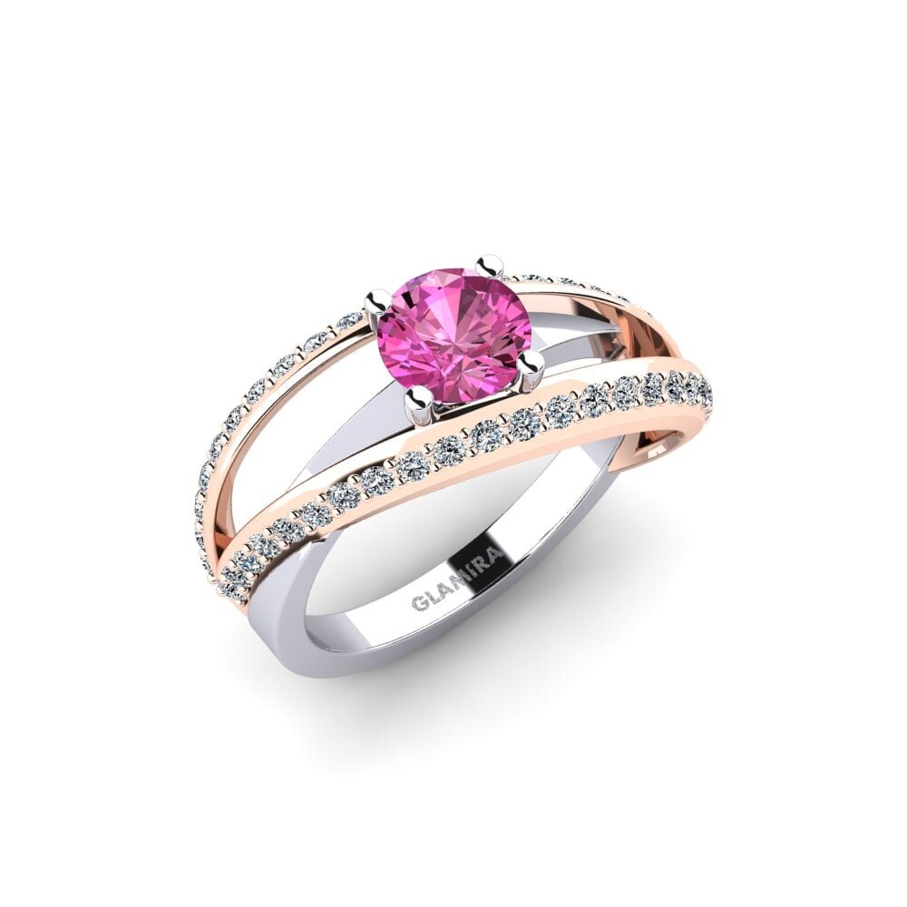 14ct White & Rose Gold Pink Topaz Engagement Ring Yarest