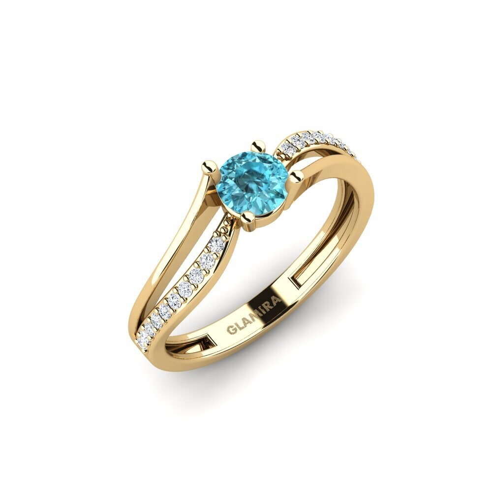 Blue Zircon Engagement Ring Zaahsuy