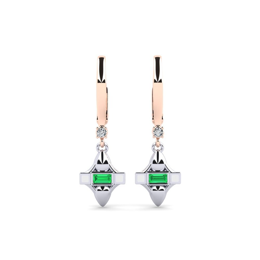 Brincos Pendentes e Suspensos Vermelho & Branco-14K Tsavorite