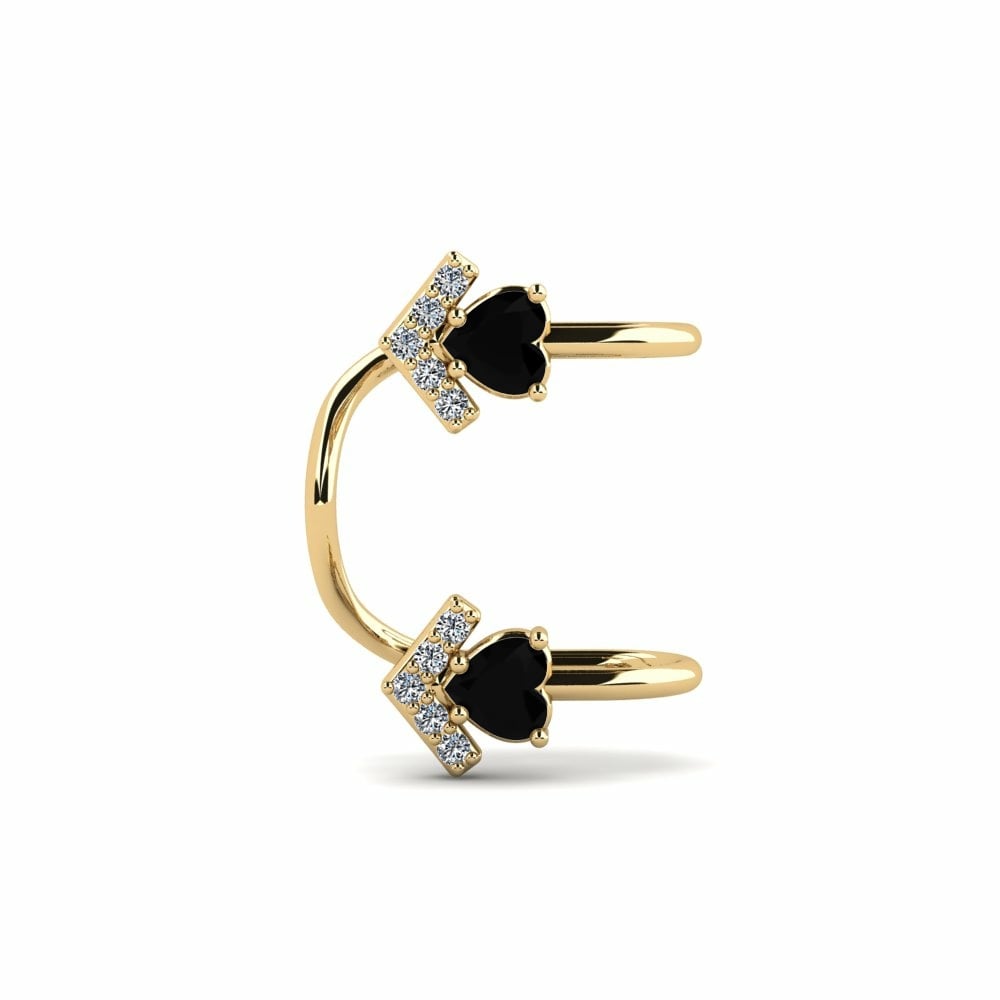 Pendientes Dekian Oro Amarillo 585 & Diamante Negro & Cristal de Swarovski