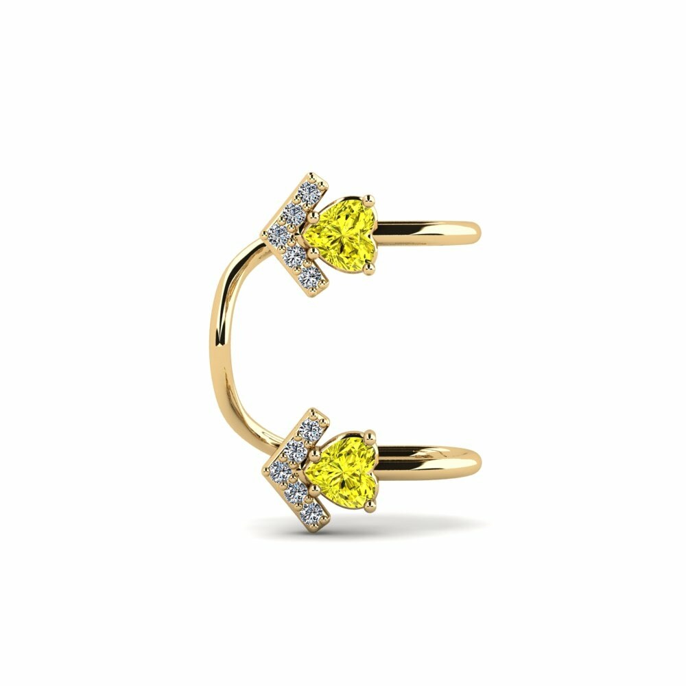 Pendientes Dekian Oro Amarillo 585 & Diamante Amarillo & Cristal de Swarovski