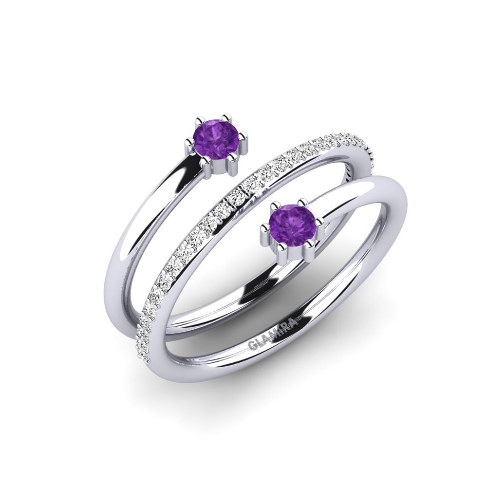 9ct White Gold Amethyst Ring Outih