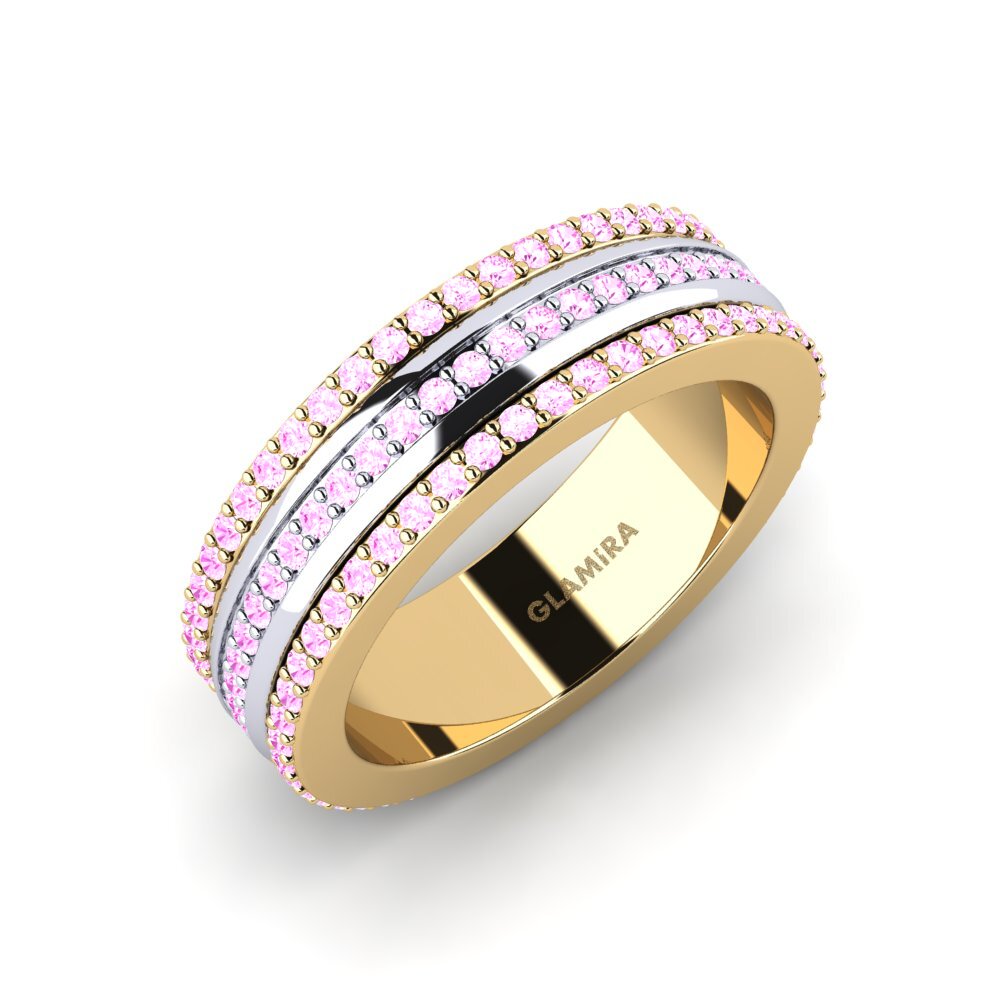 Or Jaune & Blanc 14k Saphir Rose Bague Pnengen
