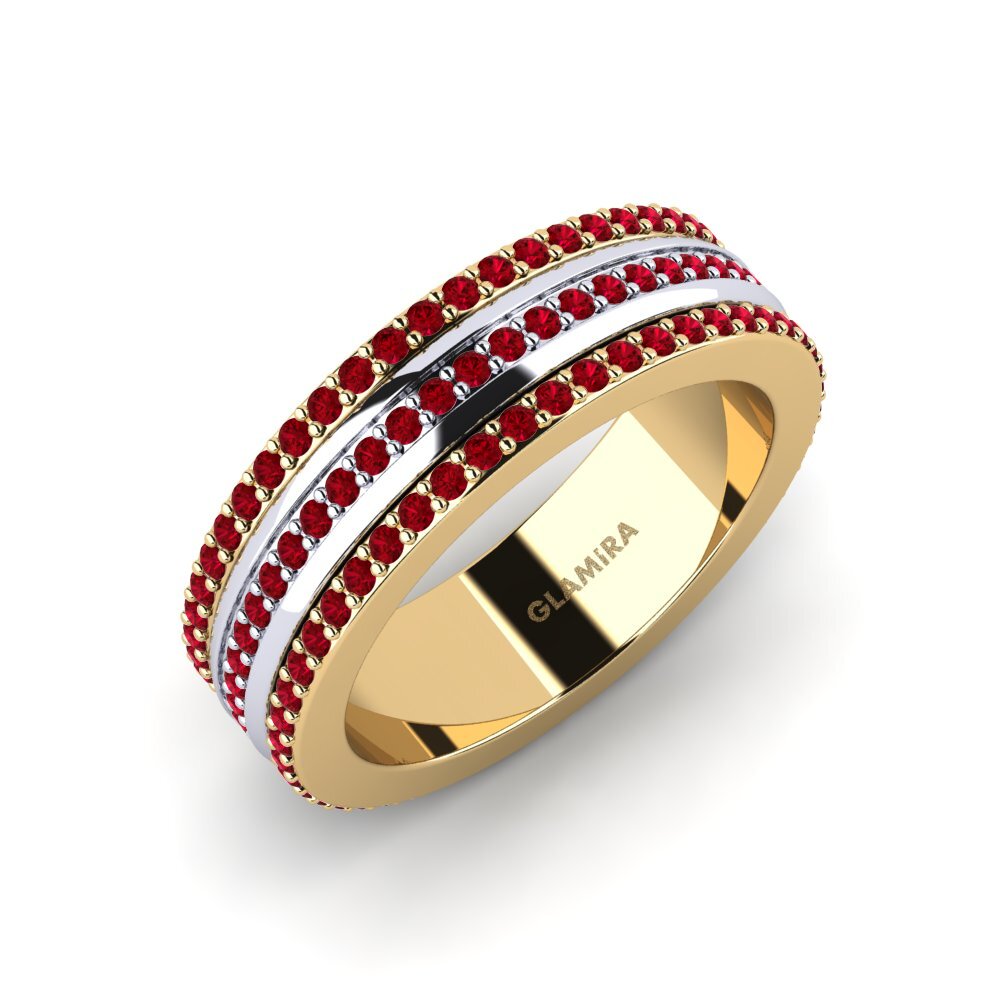 Or Jaune & Blanc 14k Zircone Rouge Bague Pnengen