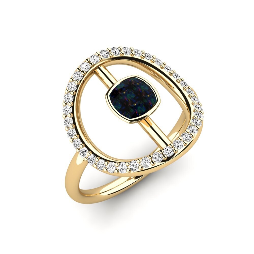 Black Opal Engagement Ring Santor