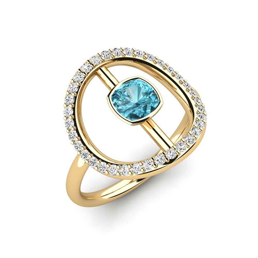 Blue Zircon Engagement Ring Santor