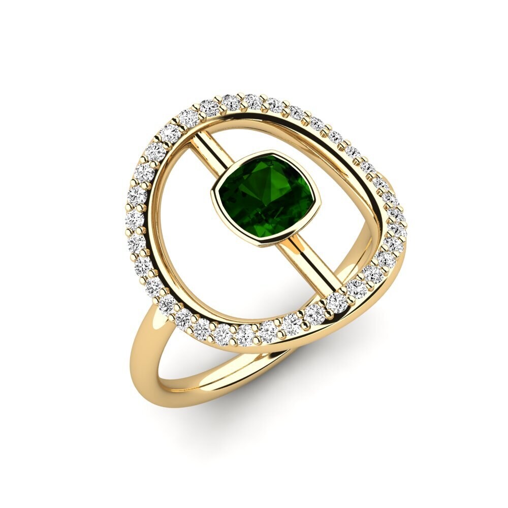 Cushion Green Tourmaline Engagement Ring Santor