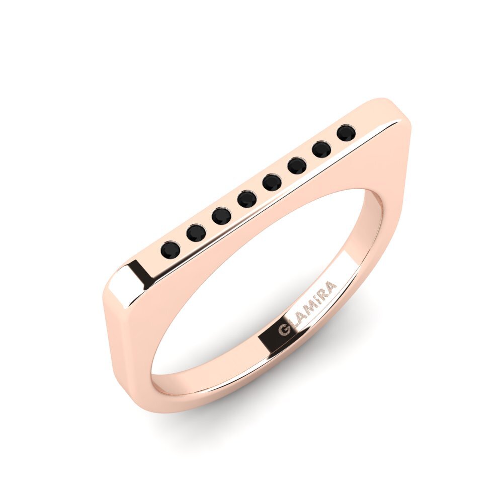 Or rose 14k Diamant Noir Bague Tawknes