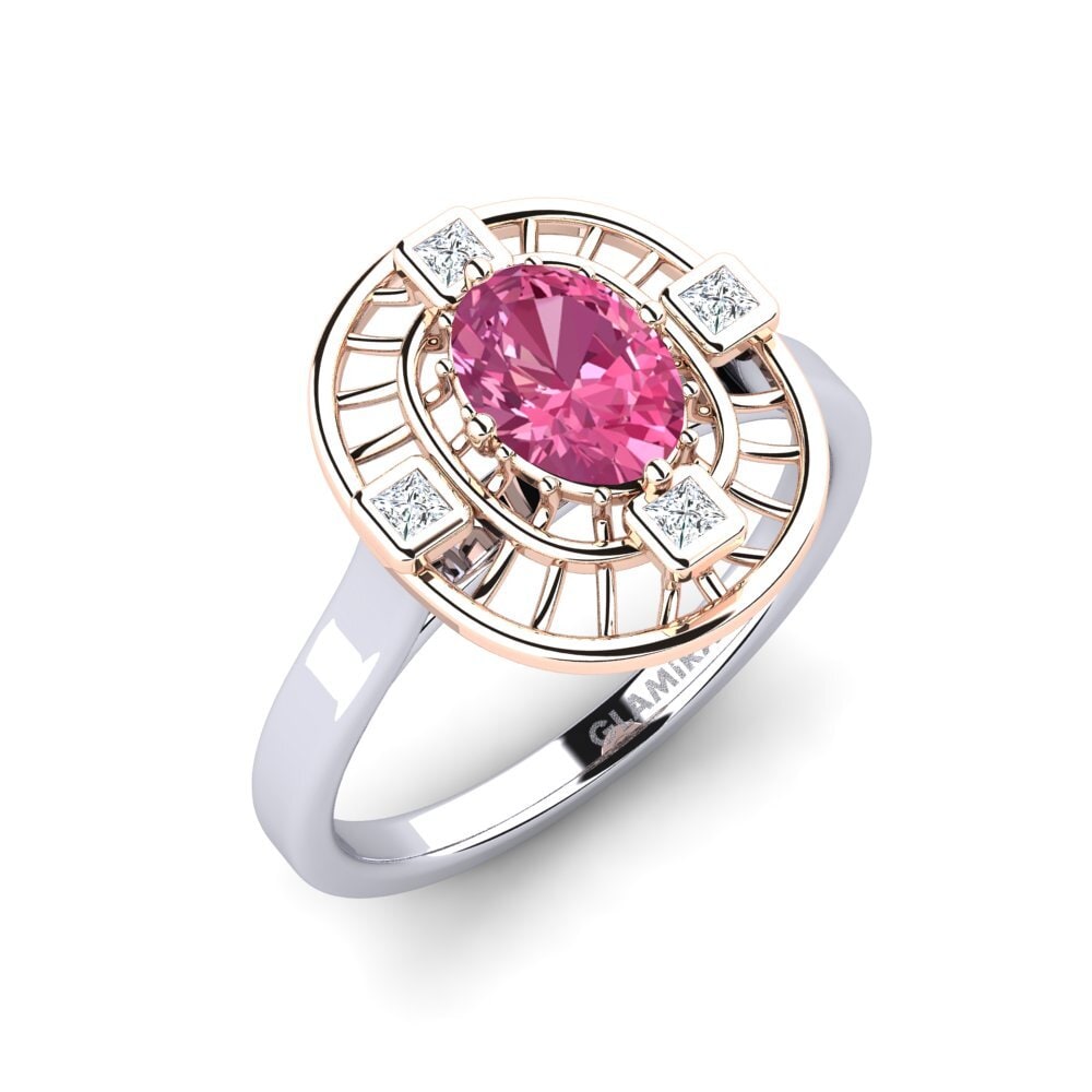 14ct White & Rose Gold Pink Tourmaline Engagement Ring Destny
