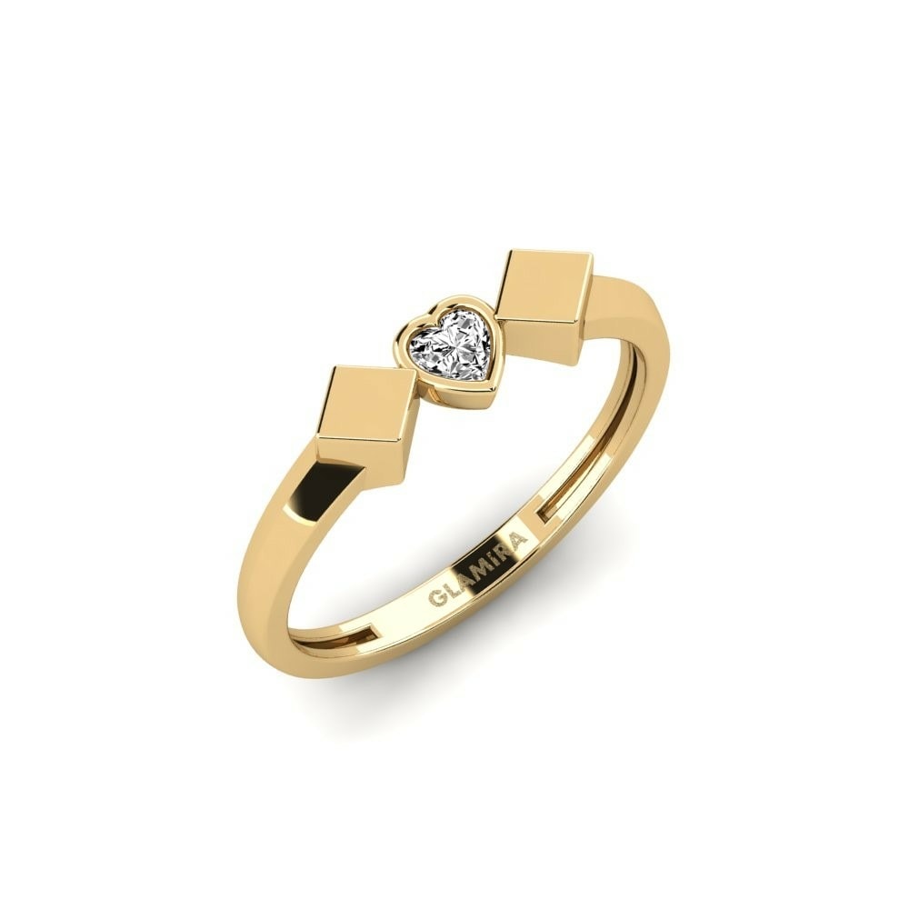 Heart 0.1 Carat Fashion Moissanite 14k Yellow Gold Ring Lilun