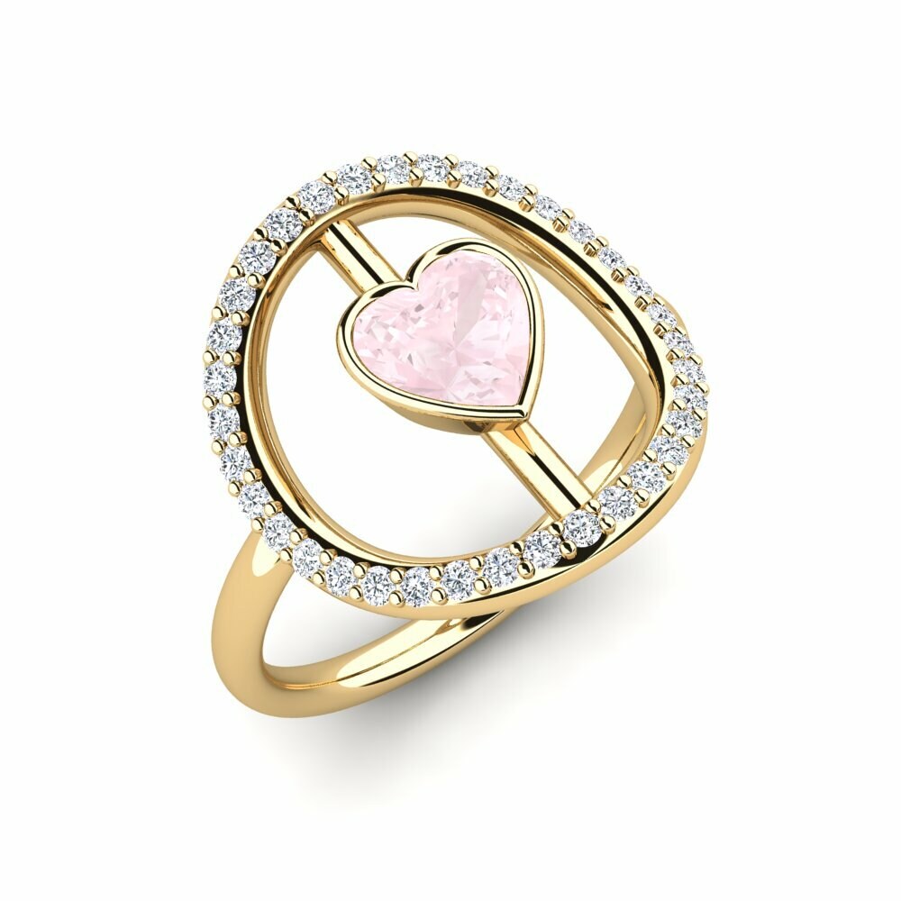 Or Jaune 18k Quartz Rose Bague Never