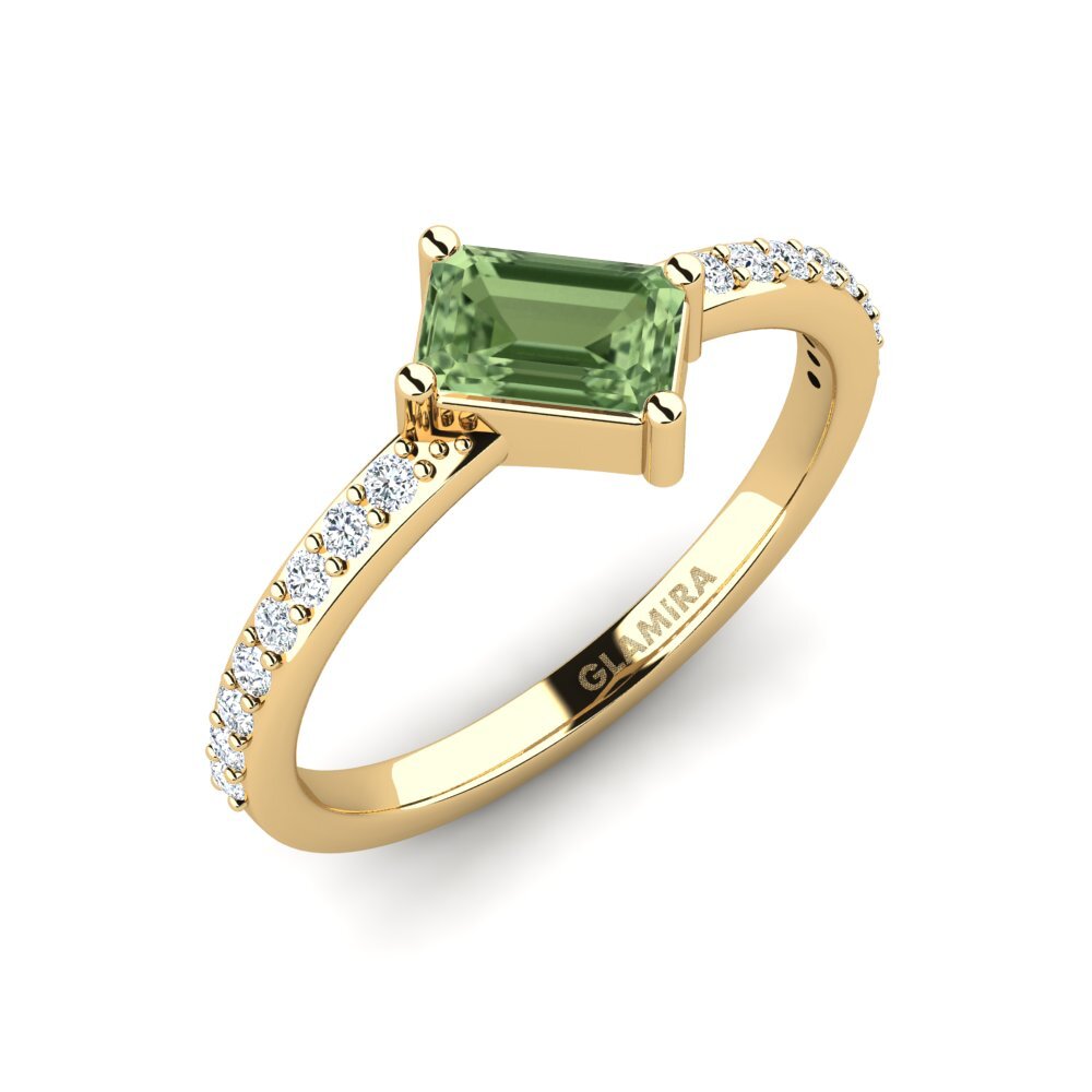 Emerald Cut Green Sapphire Engagement Ring Oini