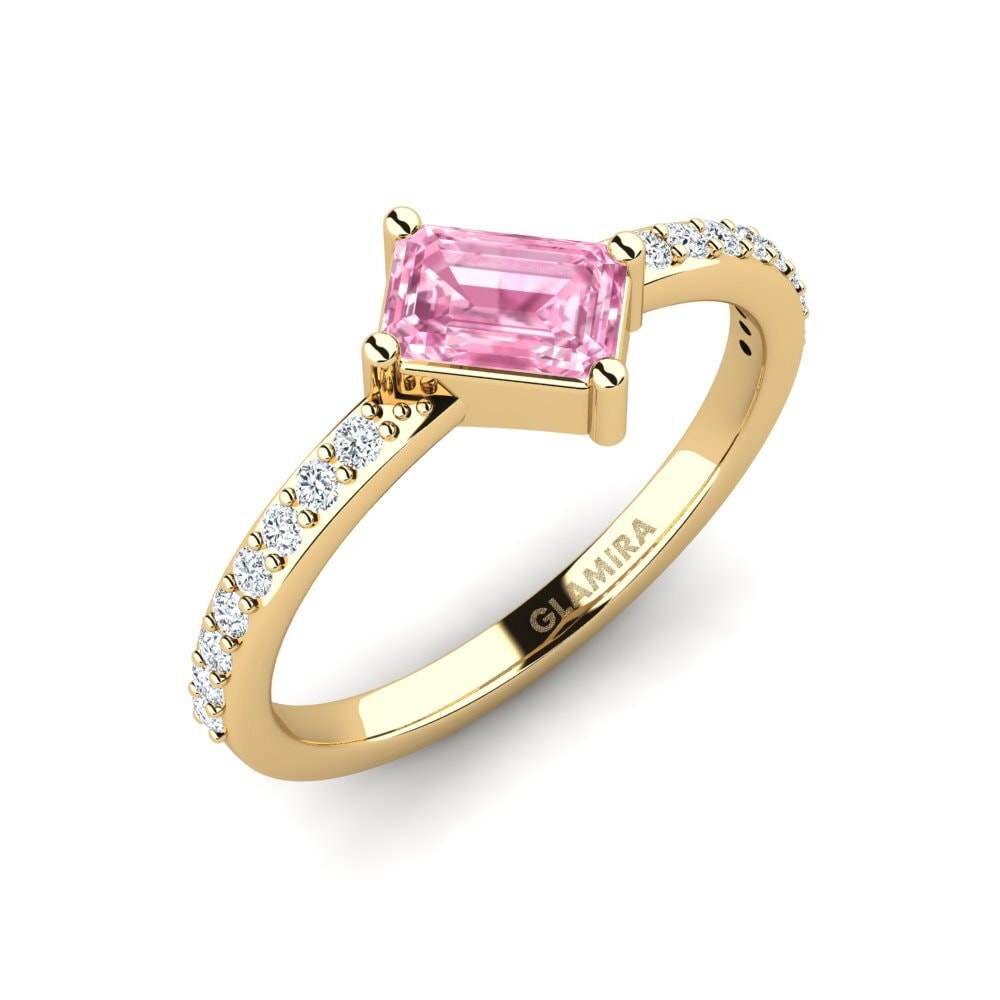 Emerald Cut Pink Sapphire Engagement Ring Oini