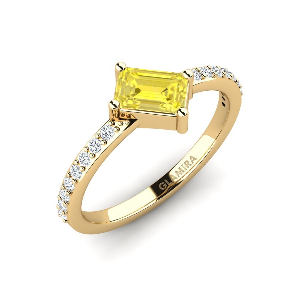 Emerald Cut Yellow Sapphire Engagement Ring Oini