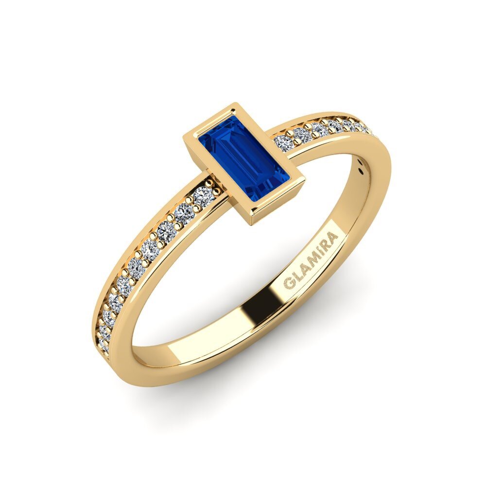 Baguette Dark Blue Zirconia Engagement Ring Osminkarl