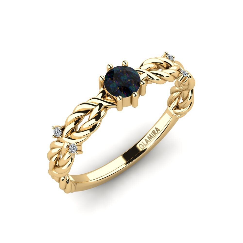 Black Opal Engagement Ring Pique