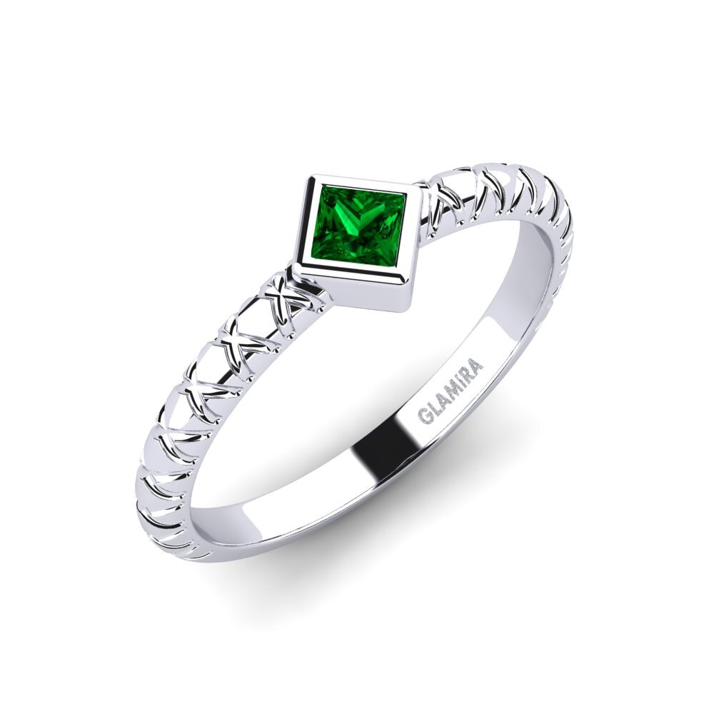 Bague De Fiançailles Or Blanc 14K Diamants Cultivés Taille Rayonnante - Personnalisable Taille 8.5